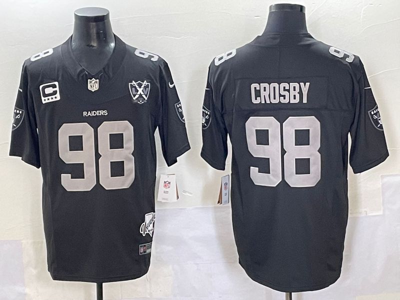 Men 2025 Oakland Raiders #98 Crosby Black Throwback Three generations Nike Limited NFL Jersey style 1->oakland raiders->NFL Jersey
